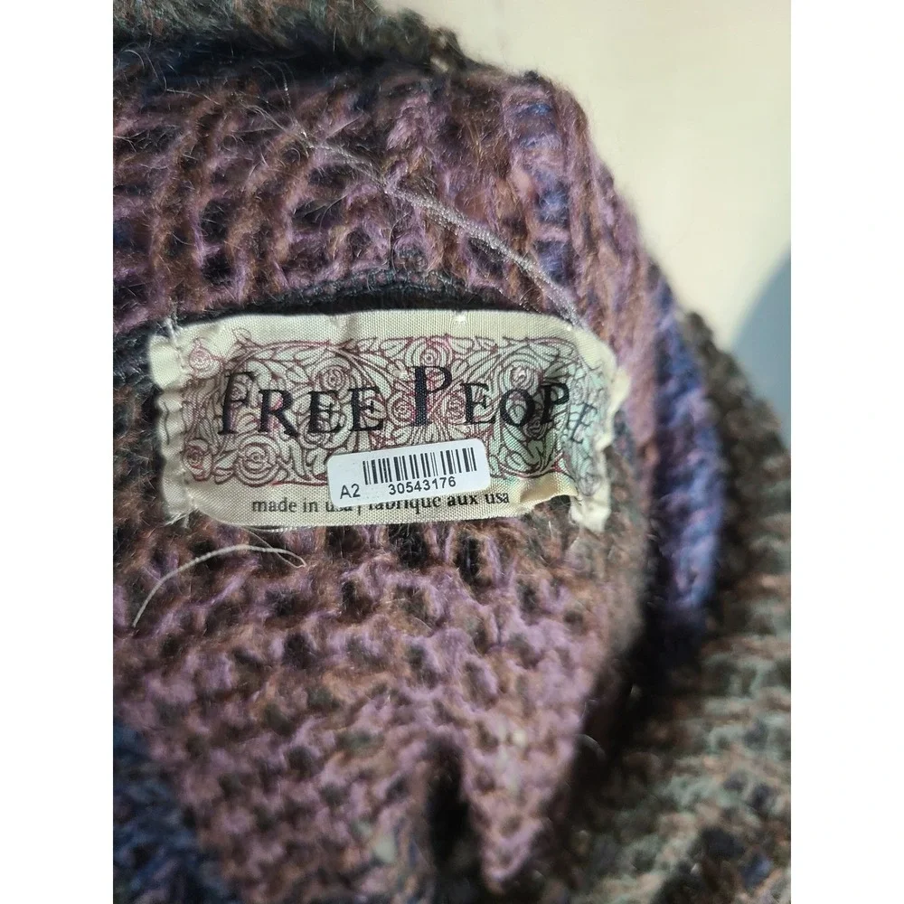 Free People Sz L Crochet Sweater Cowl Neck Flare Sleeve Y2K Witchy Goblin Core